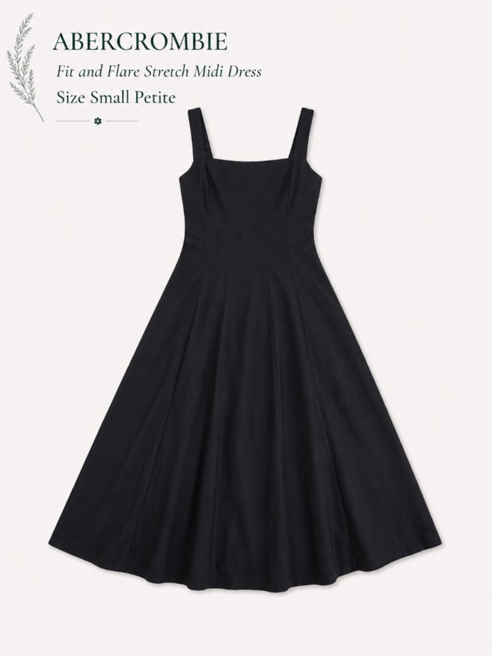 Abercrombie Fit and Flare Midi Dress Black size Small Petite